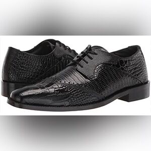 Stacy Adams Black Textured Oxfords